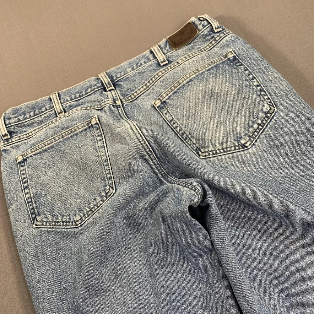 VTG LL Bean Double L Jeans Men 36x31 Plaid Flannel Lined Natural Fit Denim‎ Work